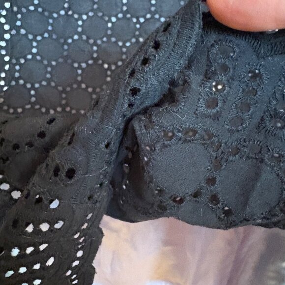 Black Over White Sleeveless Eyelet Strappy Dress 14 Kathryn Conover Boho Emo - Picture 9 of 10